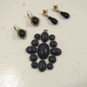Patent Pending Saddleback Earrings Dark Blue Charm and Dangling Teardrop Charity